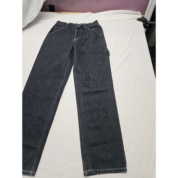 Rsq Y2k Baggy Mens Dark Black Denim Jeans Size 26x30 Carpenter - Picture 5 of 15